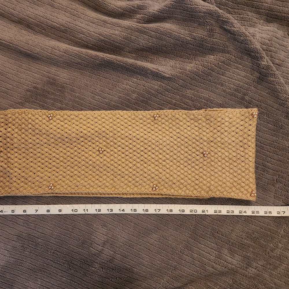 Soft Beige Infinity Scarf with Beads - Picture 5 of 5